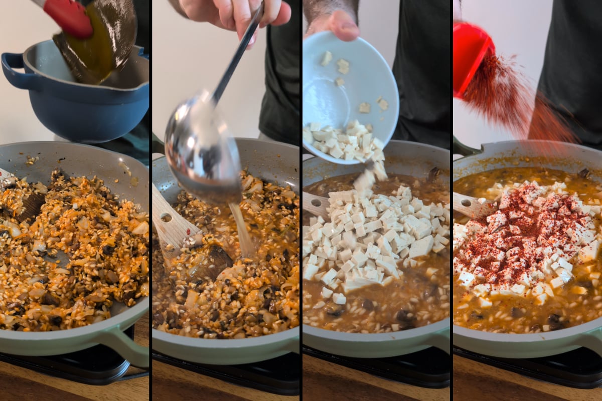 tofu and chili flakes