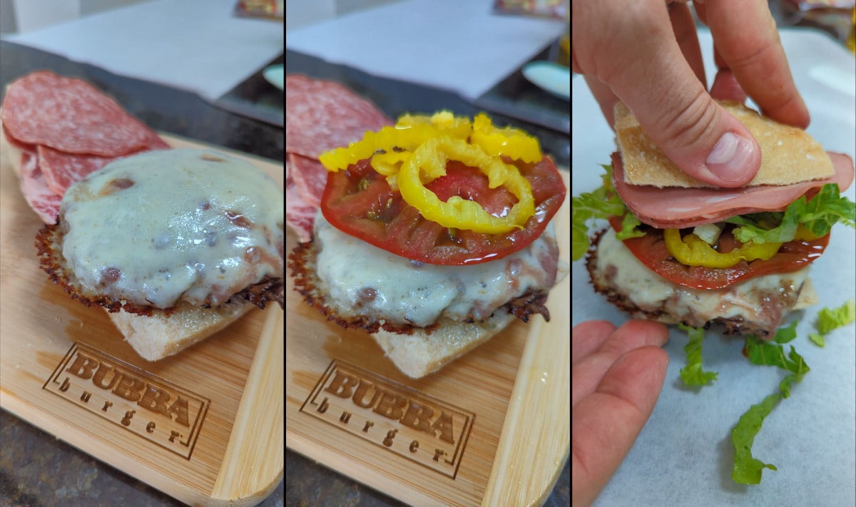 add the burger onto the Italian sub