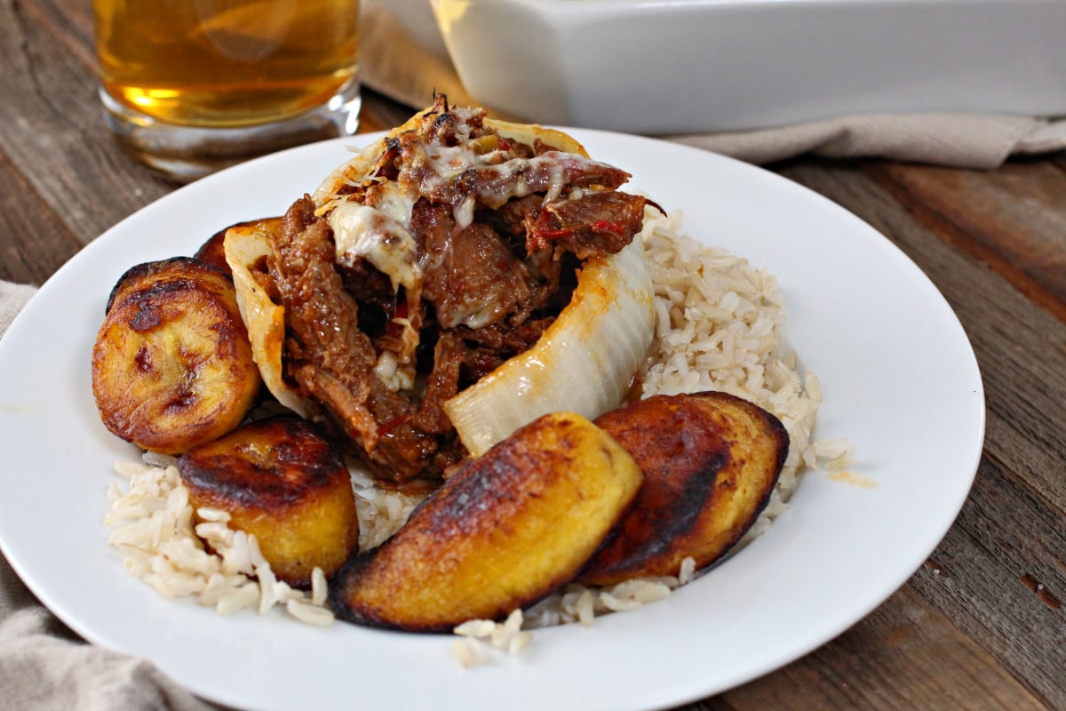 ropa vieja stuffed onion